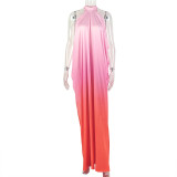 Sleeveless Gradient Ruched Maxi Dress GJYO-JD305963