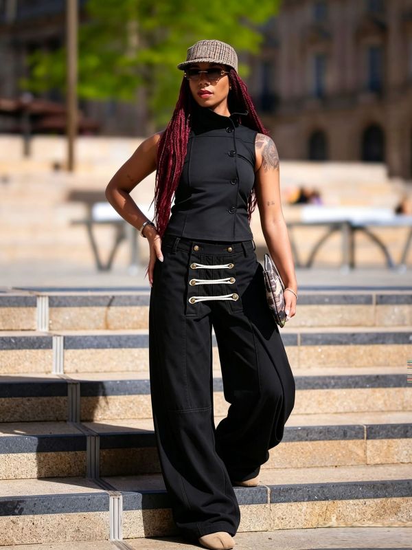 Plus Size Double-breasted Rope Casual Pants GYLN-4550