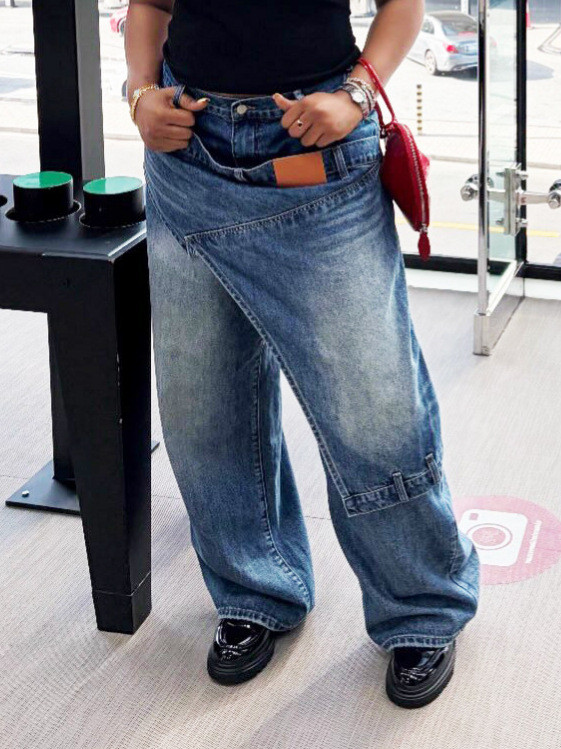 Plus Size Fashion Irrgular Loose Jeans GYLN-6911
