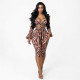 Stripe Printed Hollow Out Two Piece Pants Set MXBF-J26ST477
