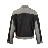 Contrast Color Patchwork Lapel Denim Coat GYLN-2041