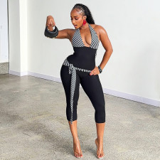 Halterneck Patchwork Yoga Backless Jumpsuit GJYO-JP006532