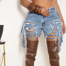 Holes Tassel Denim Shorts GNZD-9394PD