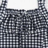 Plaid Printed Square Neck One Piece Swimsuit GAXB-D628BS