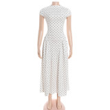 Polka Dot Printed Sleeveless Maxi Dress GAXB-A725DS