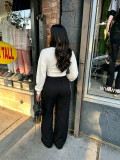 Contrast Color Long Sleeve Two Piece Pants Set SH-391712