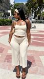 Solid Color Sling Two Piece Pants Set GFCF-1602