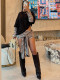 Long Sleeve Stripe Patchwork Two Piece Short Set CH-26053