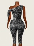 Slash Shoulder Leopard Printed Jumpsuit GAXB-W589JP