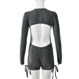Hollow Out Zipper Long Sleeve Jumpsuit GNZD-9818JHD