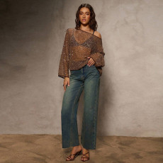 Sequin Hollow Out Top GNZD-60391TBZ