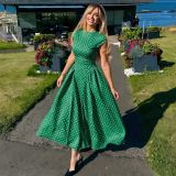 Polka Dot Printed Sleeveless Maxi Dress GAXB-A725DS
