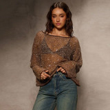 Sequin Hollow Out Top GNZD-60391TBZ