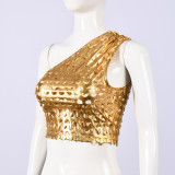 Single Shoulder Sleeveless Hole Top GNZD-11773TBM