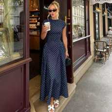Polka Dot Printed Sleeveless Maxi Dress GAXB-A725DS
