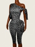 Slash Shoulder Leopard Printed Jumpsuit GAXB-W589JP