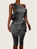 Slash Shoulder Leopard Printed Jumpsuit GAXB-W589JP