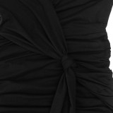 Solid Color V Neck Ruched Mini Dress GAXB-D339DS