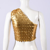 Single Shoulder Sleeveless Hole Top GNZD-11773TBM