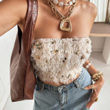 Sequin Printed Feather Vest GNZD-60405TBZ