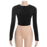 Long Sleeve Solid Color Top GAXB-D477TP