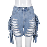 Holes Tassel Denim Shorts GNZD-9394PD