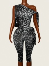 Slash Shoulder Leopard Printed Jumpsuit GAXB-W589JP