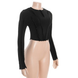 Long Sleeve Solid Color Top GAXB-D477TP