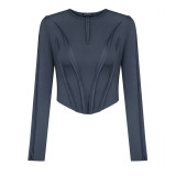Long Sleeve Solid Color Top GAXB-D477TP