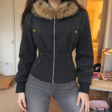 Fur Hooded Zipper Long Sleeve Jackets Coat GPKJ-MR52516