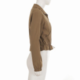 Long Sleeve Zipper Drawstring Jackets GPKJ-MR52538