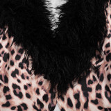 Leopard Printed Long Sleeve Two Piece Shorts Set GDSF-C26ST409
