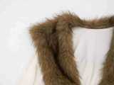 Deep V Neck Fur Patchwork Bodysuit GDSF-Q26BS256