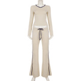 Solid Color Long Sleeve Knits Two Piece Pants Set GPKJ-MR52551