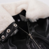 Fur Neck Long Sleeve Leather Jackets GPKJ-MR52384