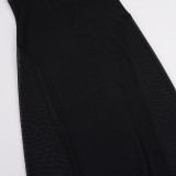 See Through Mesh Patchwork Maxi Dress GPKJ-MR50490