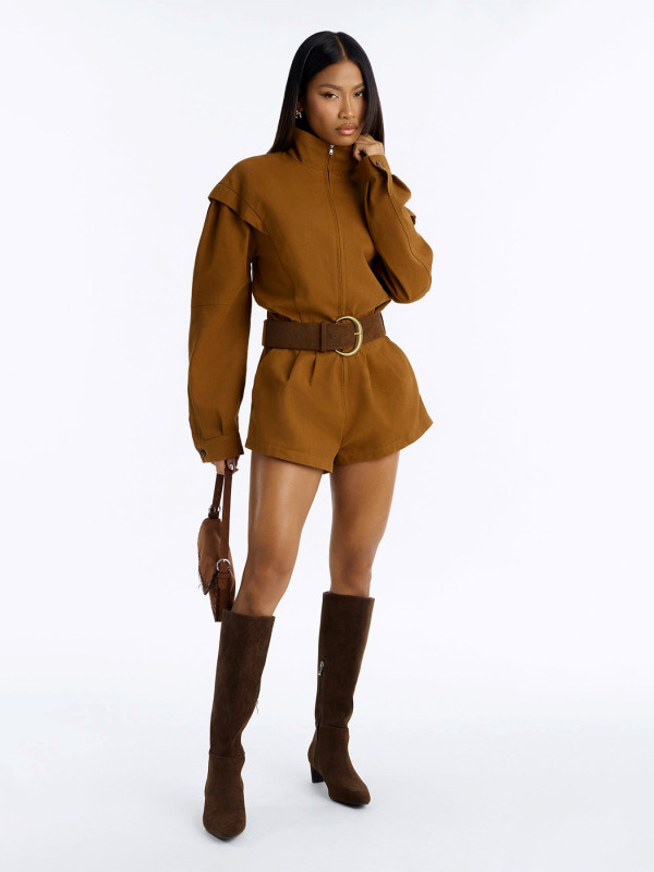 Long Sleeve Zipper Romper BMF-936