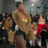 Deep V Neck Fur Patchwork Bodysuit GDSF-Q26BS256