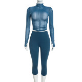 See Through Solid Color Two Piece Pants Set GDSF-J26ST484