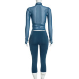 See Through Solid Color Two Piece Pants Set GDSF-J26ST484