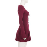 Long Sleeve Lace Flare Sleeve Mini Dress GPKJ-MR52350