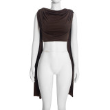 Ruched Shawl Crop Top GDSF-Q26TP252