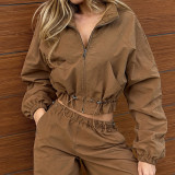 Long Sleeve Zipper Drawstring Jackets GPKJ-MR52538