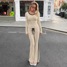 Solid Color Long Sleeve Knits Two Piece Pants Set GPKJ-MR52551