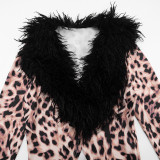 Leopard Printed Long Sleeve Two Piece Shorts Set GDSF-C26ST409