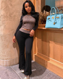 Leopard Printed Sport Two Piece Pants Set YWXS-K26L3082