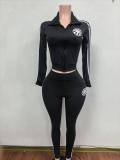Pre Order: About 7 work days shipping Printed Casual Sport Pants Suit YUEM-202707