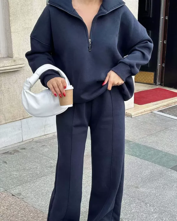 Solid Color Long Sleeve Two Pice Pants Set YMZY-56302