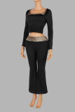 Square Neck Long Sleeve Two Piece Pants Set YWXS-K26L3057