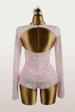 Lace Bow Tie Ruffles Bodysuit GXIY-XS-XSL445014